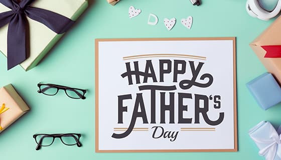 精美礼物和眼镜设计父亲节背景图片素材(JPG)