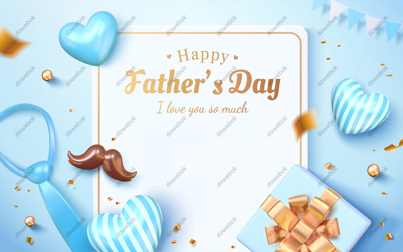 爱心气球领带礼物设计父亲节背景图片矢量素材(EPS)