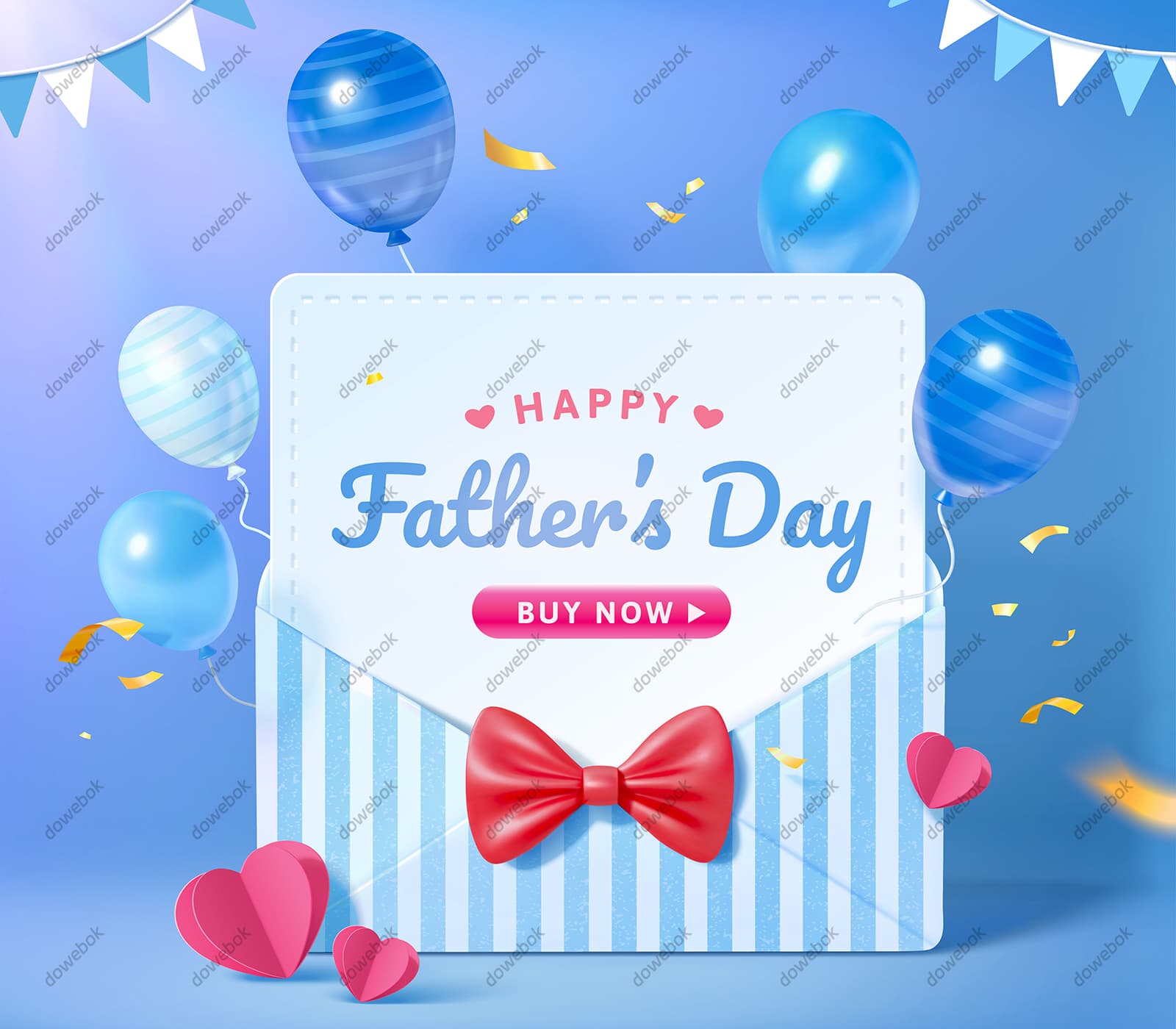 气球礼物和信封设计父亲节背景图片矢量素材(EPS)