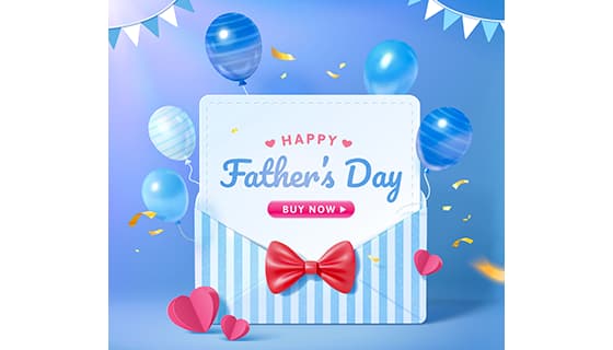 气球礼物和信封设计父亲节背景图片矢量素材(EPS)