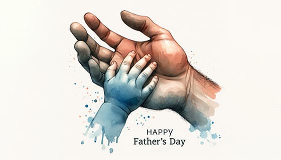水彩风格的大手和小手设计父亲节背景图片素材(JPG)