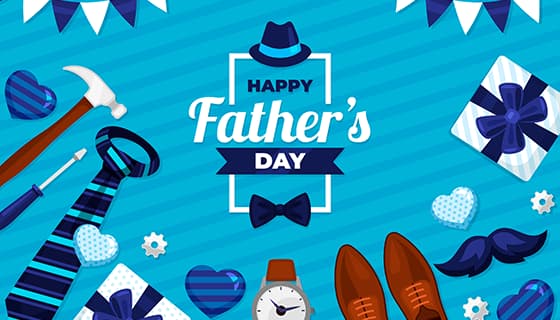 领带礼物手表皮鞋等设计父亲节背景图片矢量素材(AI/EPS)