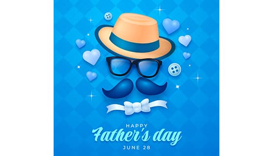 绅士帽眼镜八字胡蝴蝶结设计父亲节背景图片矢量素材(AI/EPS)