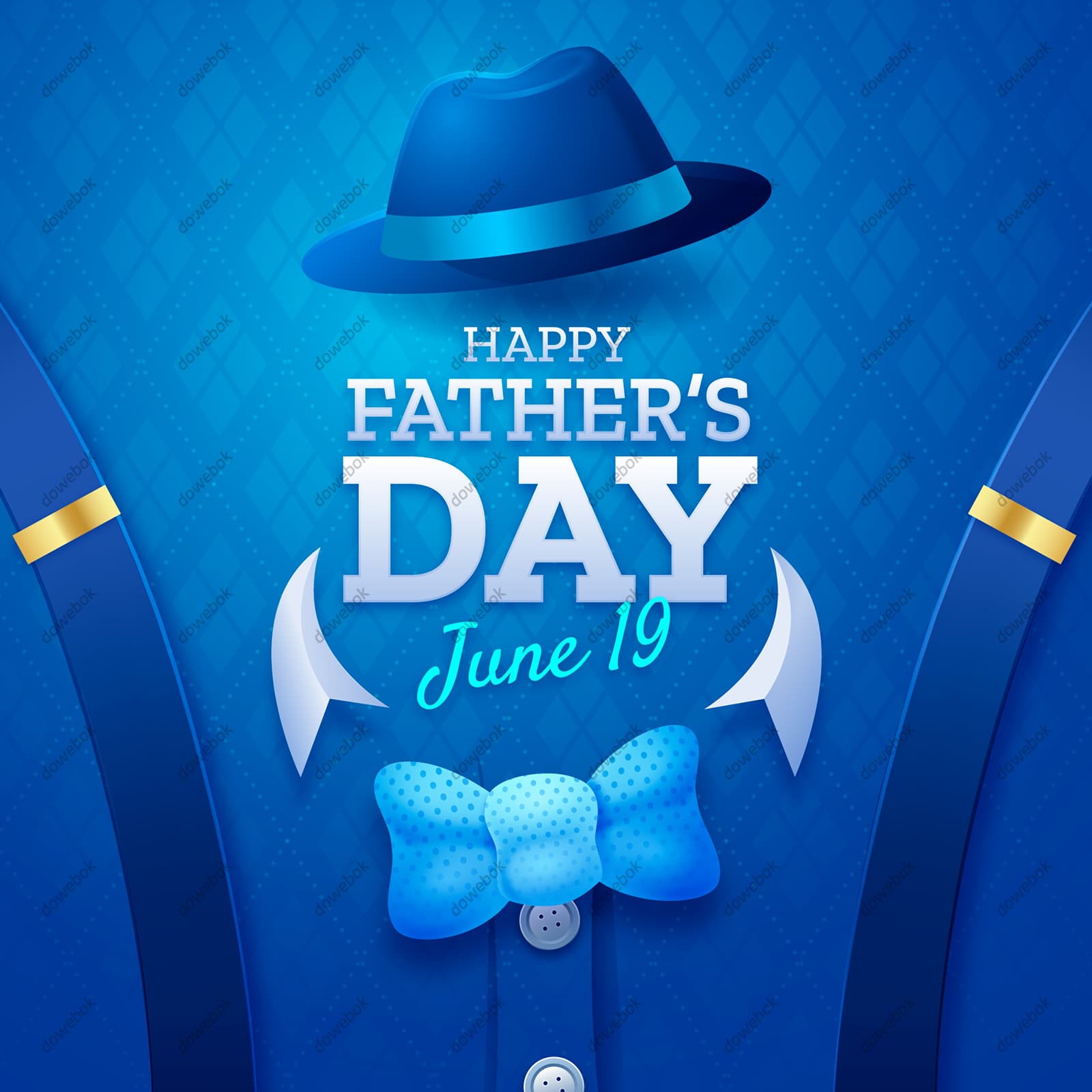 绅士帽和蝴蝶结设计父亲节背景图片矢量素材(AI/EPS)