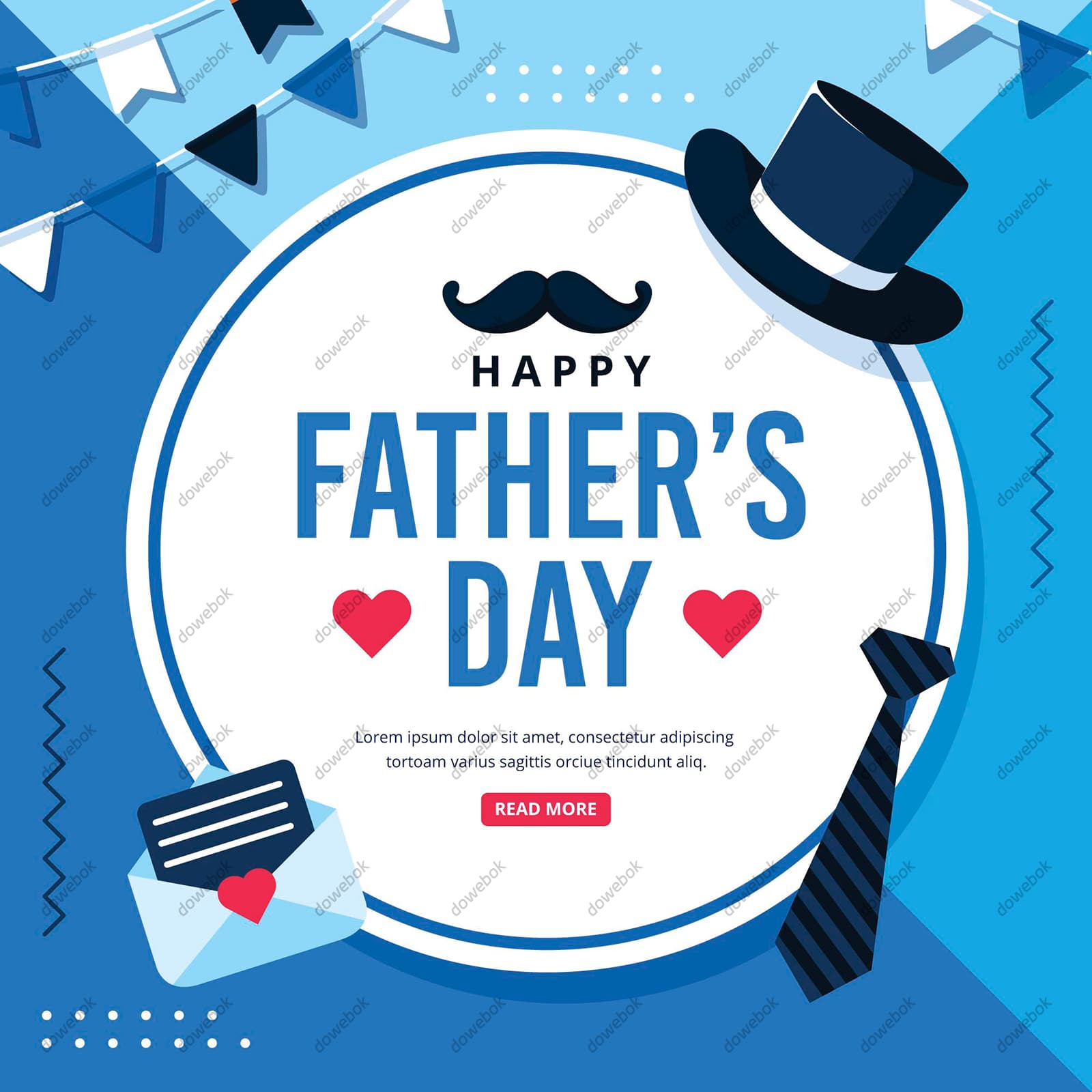绅士帽领带信封等设计父亲节背景图片矢量素材(AI/EPS)