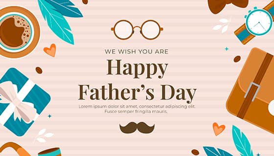公文包礼物眼镜手表等设计父亲节背景图片矢量素材(AI/EPS)