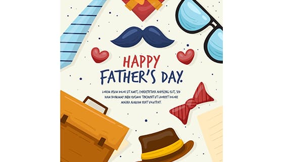公文包绅士帽眼镜八字胡等设计父亲节背景图片矢量素材(AI/EPS)