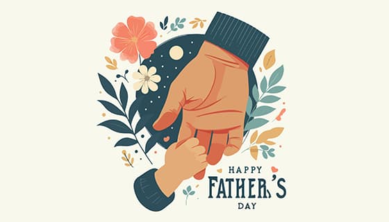 小手拉大手设计父亲节插画矢量素材(EPS)