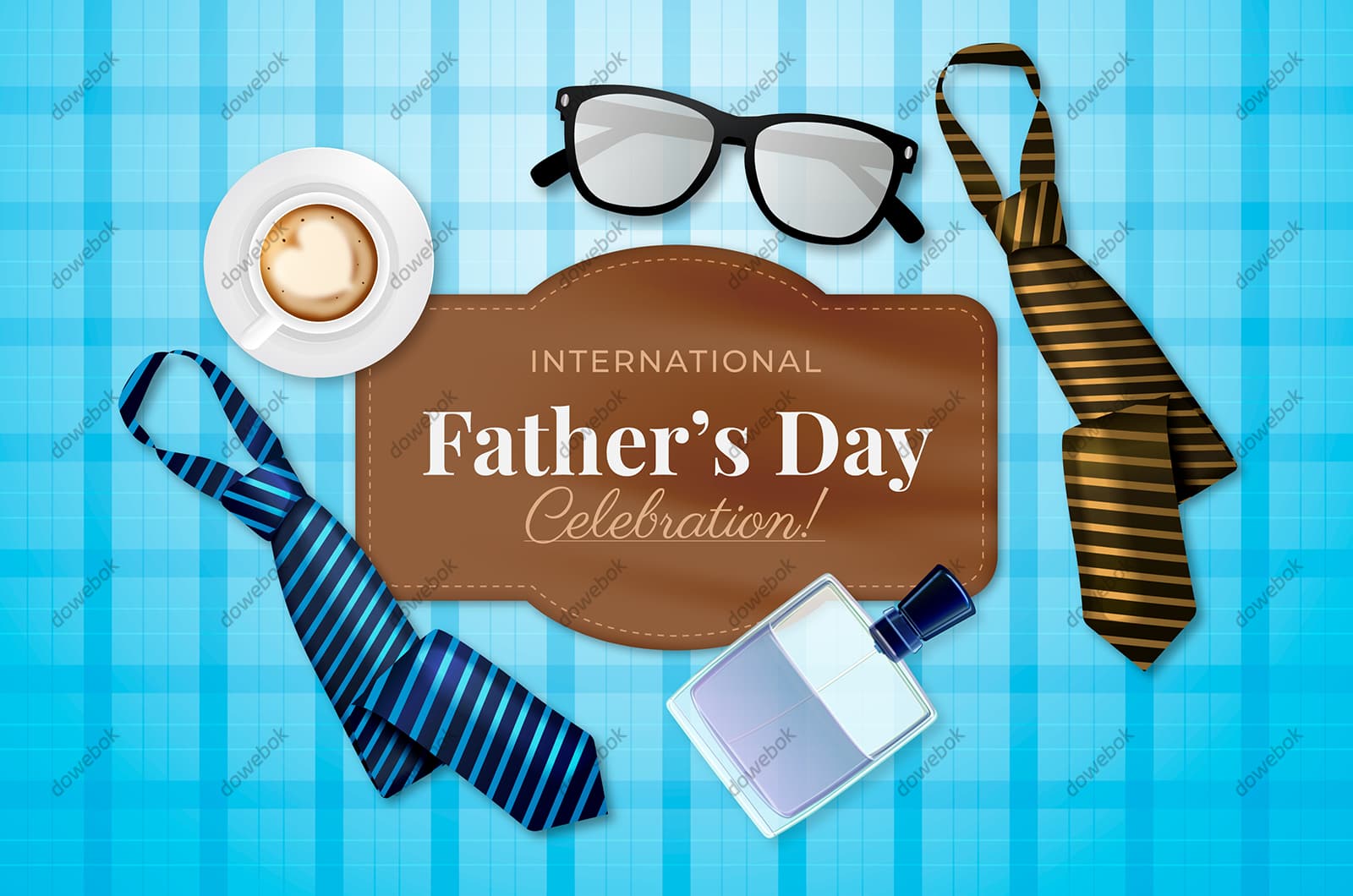 领带眼镜咖啡设计父亲节背景图片矢量素材(AI/EPS)