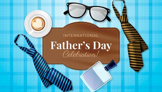 领带眼镜咖啡设计父亲节背景图片矢量素材(AI/EPS)
