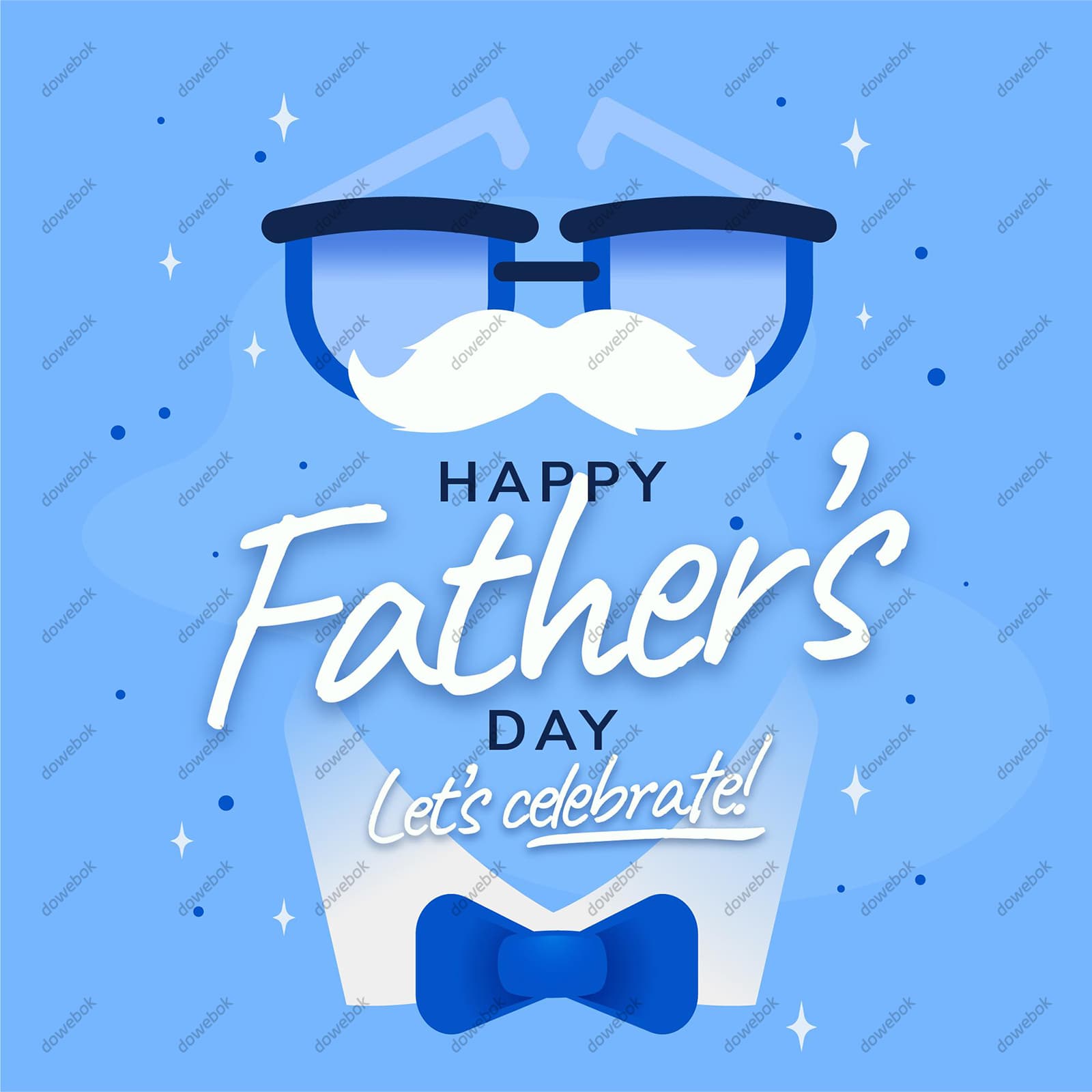 眼镜八字胡蝴蝶结设计父亲节背景图片矢量素材(AI/EPS)