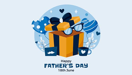 礼物眼镜气球等设计父亲节背景图片矢量素材(AI/EPS)