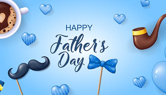 咖啡礼物八字胡烟斗等设计父亲节背景图片矢量素材(EPS)