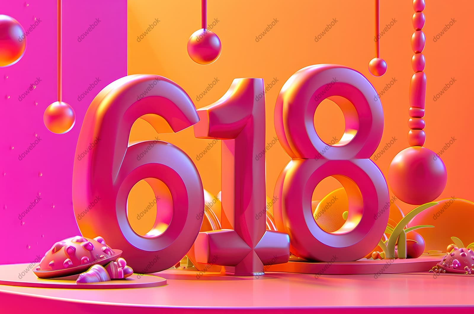 立体数字618设计电商促销背景素材(JPG)