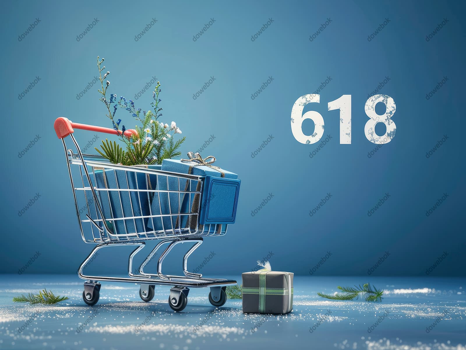 购物车设计618电商促销背景素材(JPG)