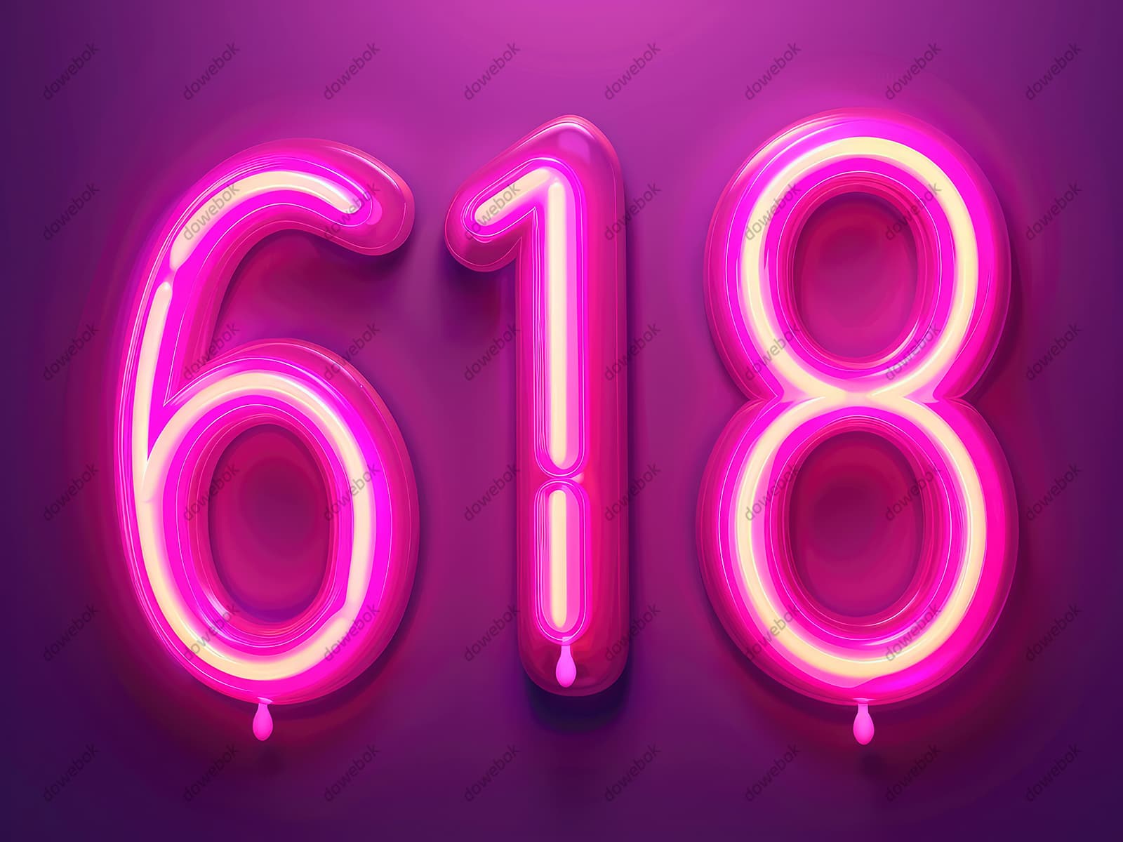 霓虹灯数字618设计电商促销背景图片素材(JPG)