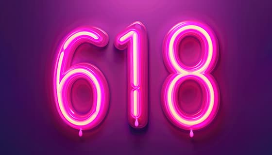 霓虹灯数字618设计电商促销背景图片素材(JPG)