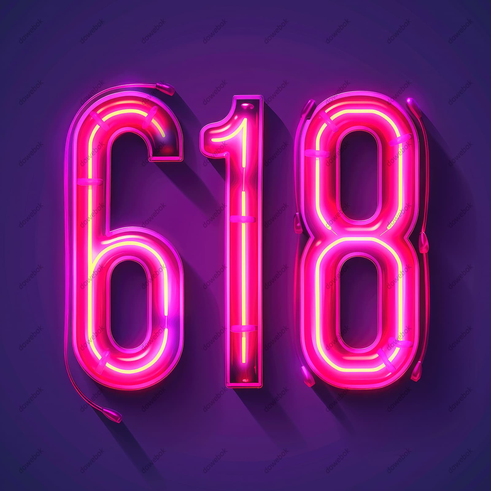 霓虹灯数字618设计电商促销背景图片素材(JPG)