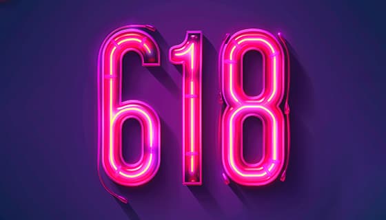 霓虹灯数字618设计电商促销背景图片素材(JPG)