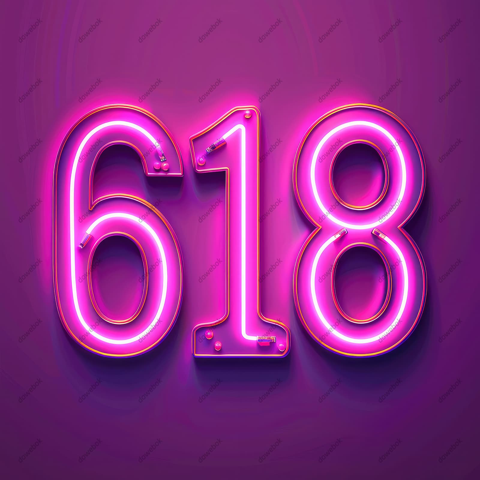 霓虹灯数字618设计电商促销背景图片素材(JPG)