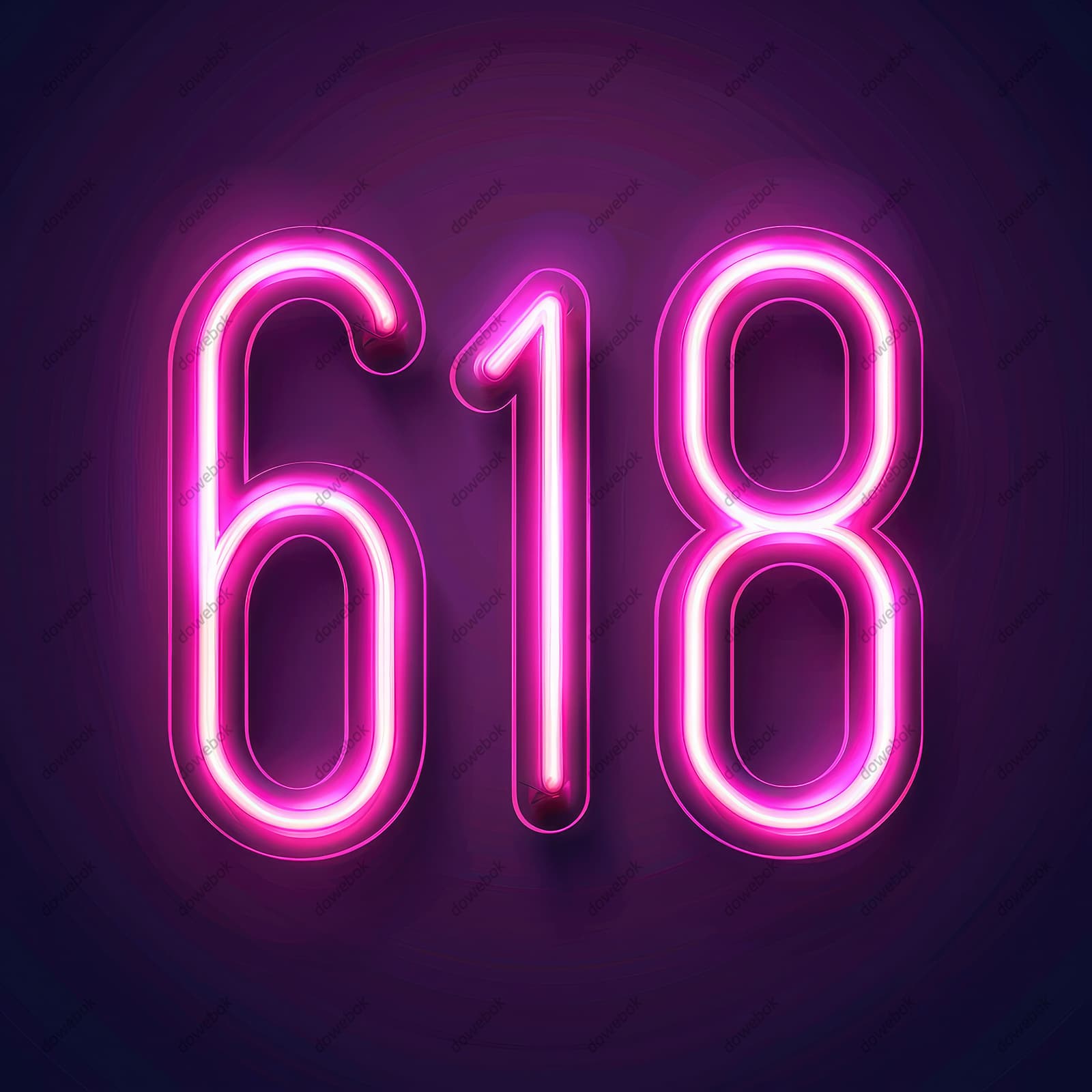 霓虹灯数字618设计电商促销背景图片素材(JPG)