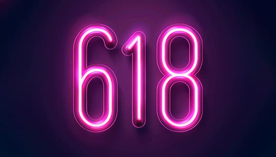 霓虹灯数字618设计电商促销背景图片素材(JPG)