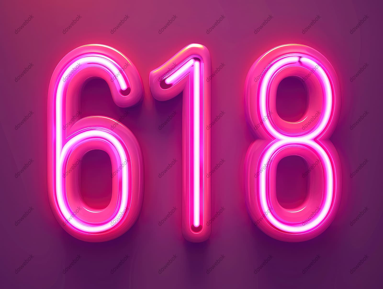 霓虹灯数字618设计电商促销背景图片素材(JPG)