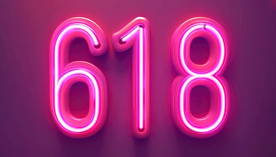 霓虹灯数字618设计电商促销背景图片素材(JPG)
