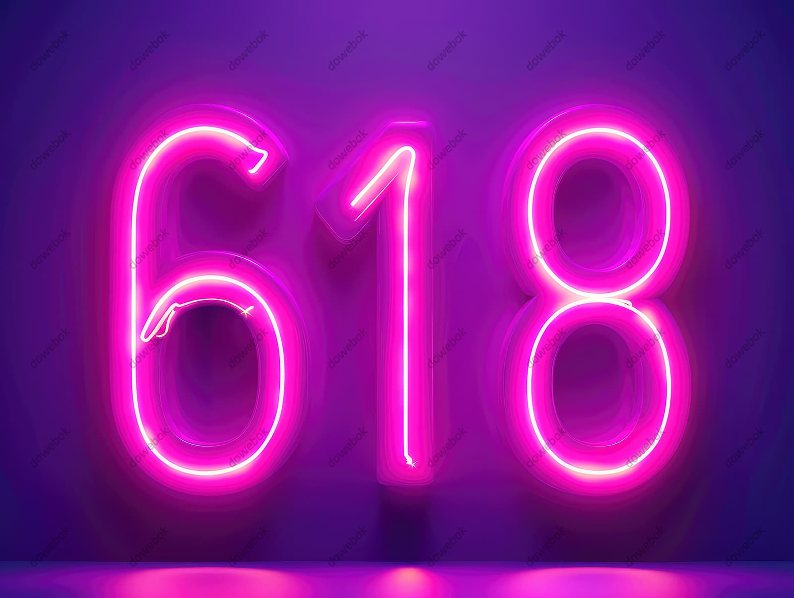 霓虹灯数字618设计电商促销背景图片素材(JPG)