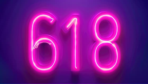 霓虹灯数字618设计电商促销背景图片素材(JPG)