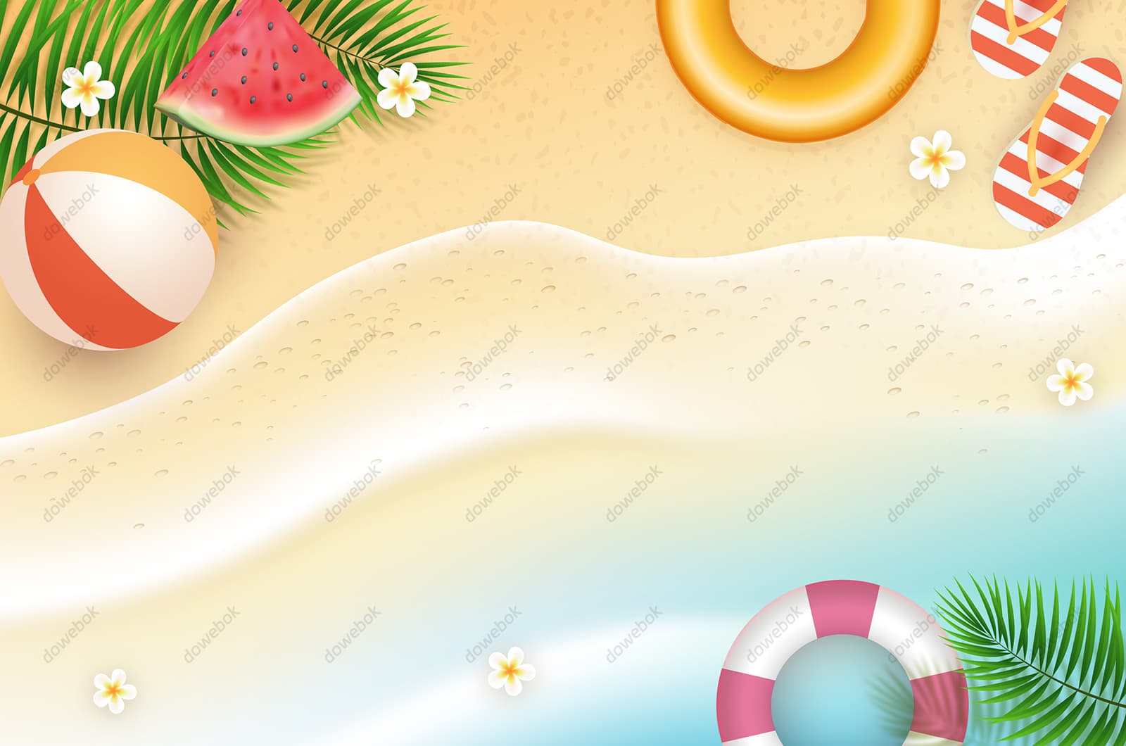 热带海滩夏天背景图片矢量素材(AI/EPS)