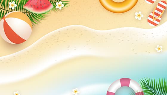 热带海滩夏天背景图片矢量素材(AI/EPS)