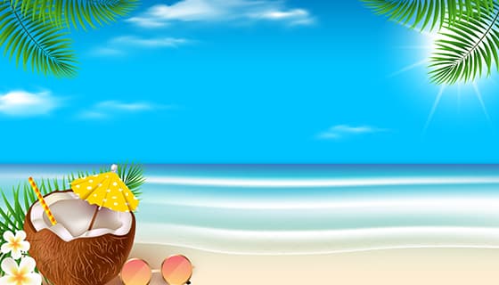 清新海滩夏天背景图片矢量素材(AI/EPS)