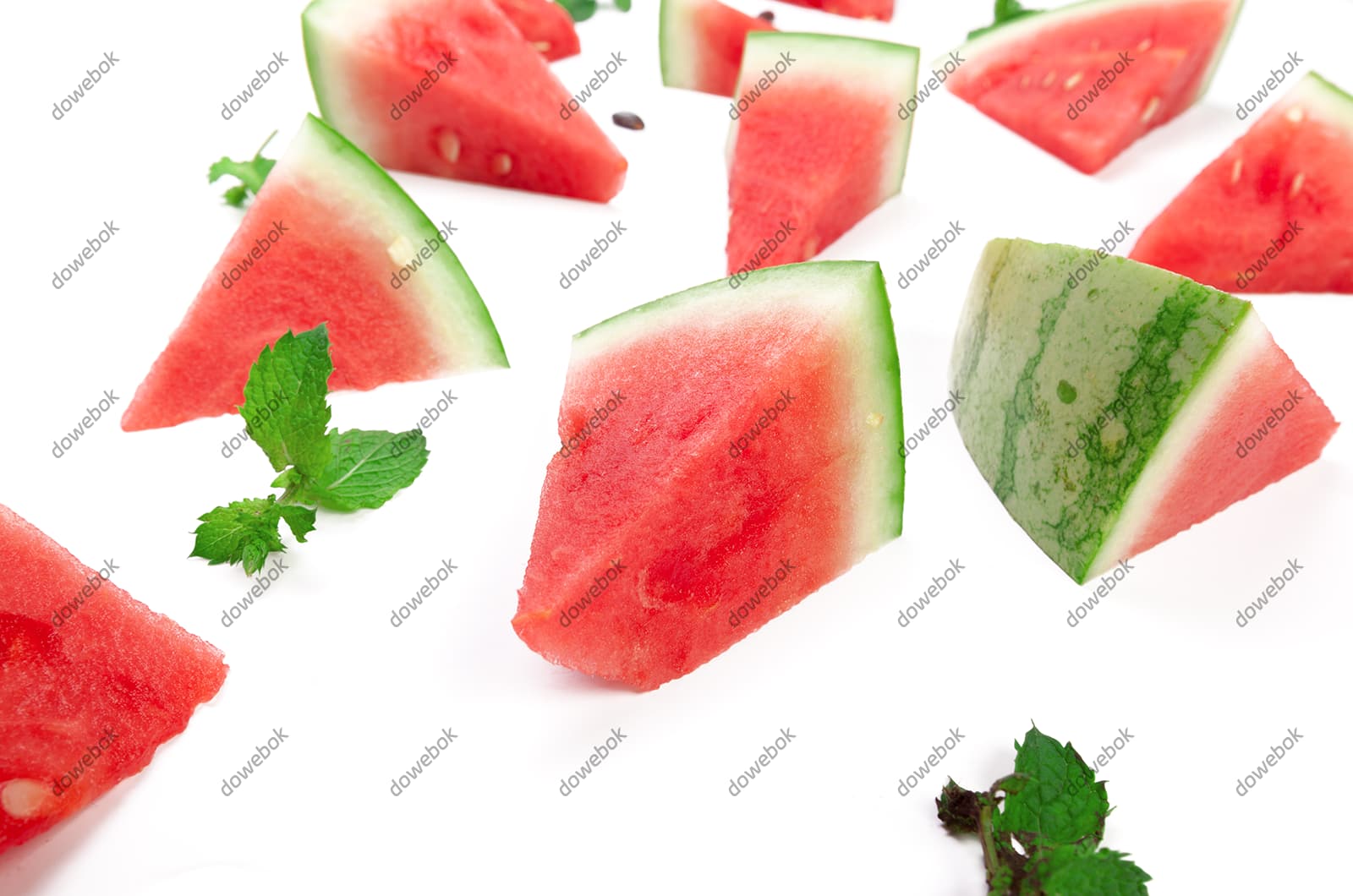 切好的鲜红美味西瓜片素材(JPG)