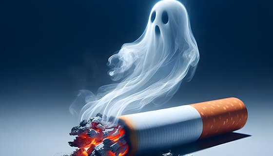 香烟里飘出的幽灵设计戒烟禁毒图片素材(JPG)