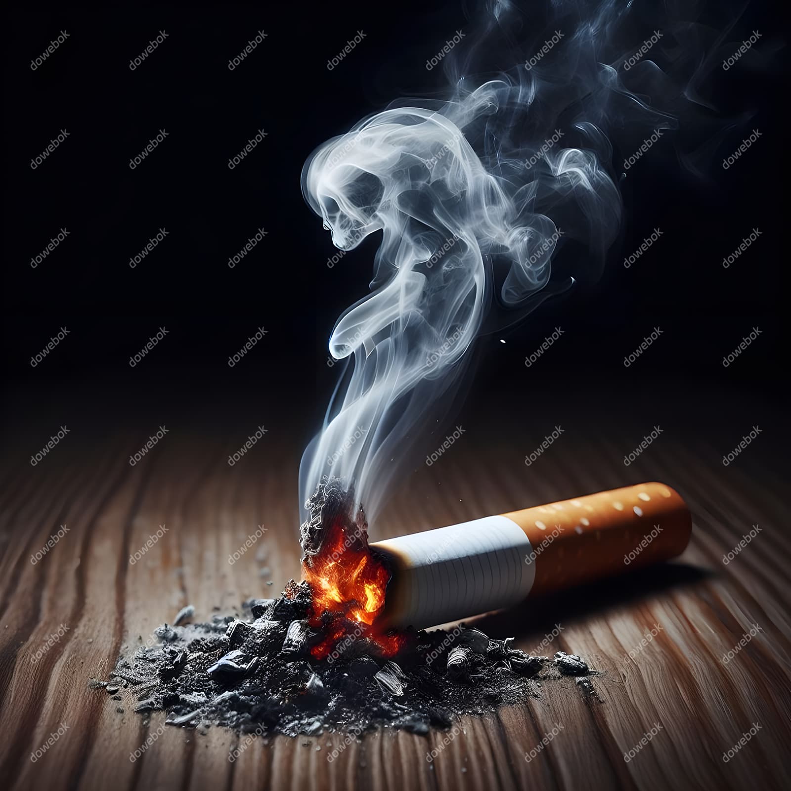 香烟里飘出的幽灵设计戒烟禁毒图片素材(JPG)