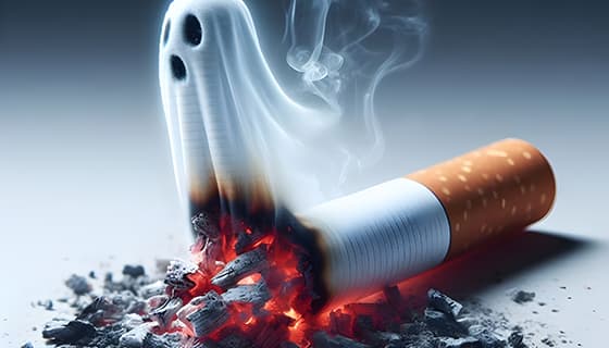 香烟里飘出的幽灵设计戒烟禁毒图片素材(JPG)