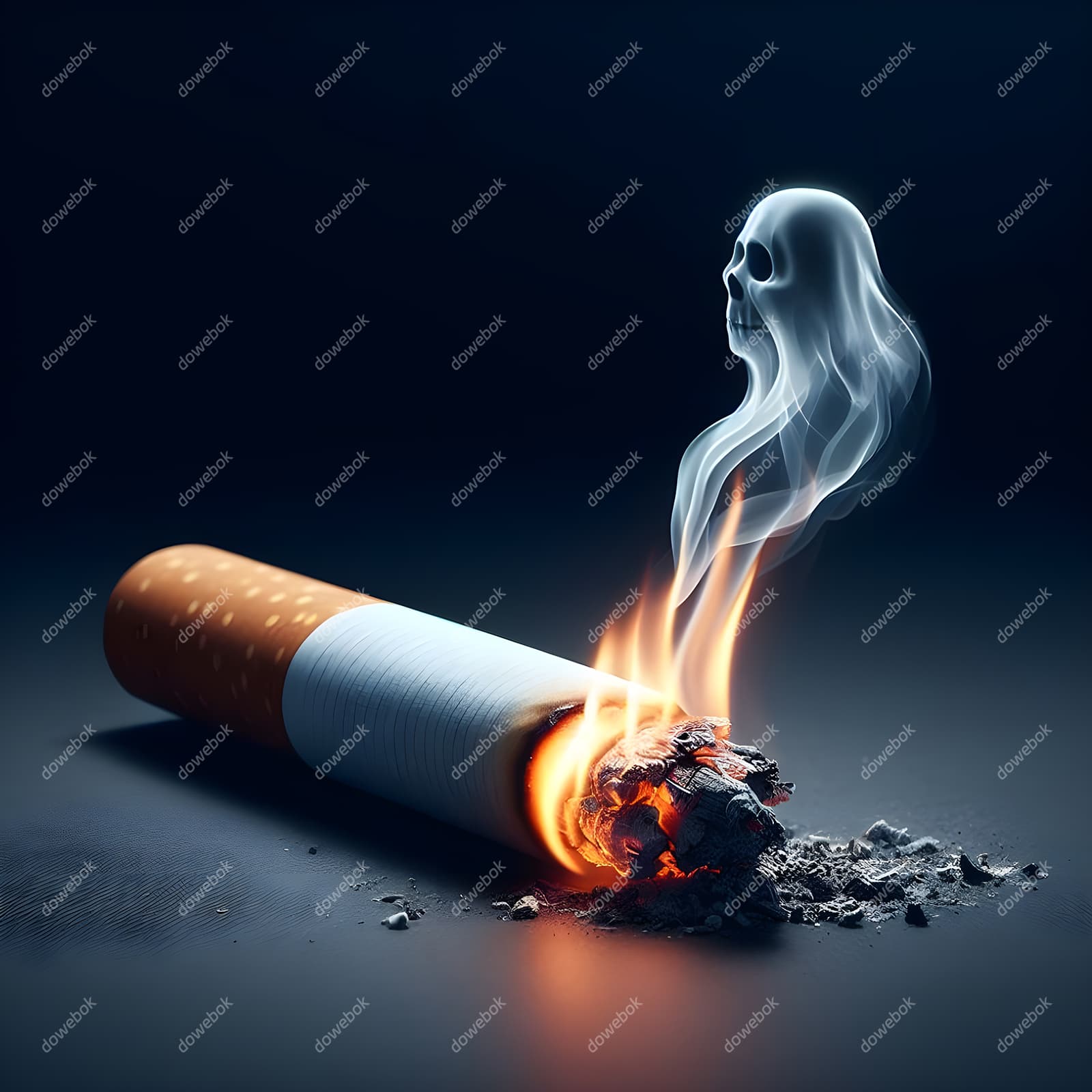 香烟里飘出的幽灵设计戒烟禁毒图片素材(JPG)