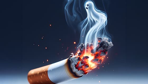 香烟里飘出的幽灵设计戒烟禁毒图片素材(JPG)