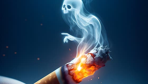 香烟里飘出的幽灵设计戒烟禁毒图片素材(JPG)