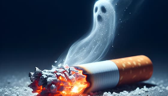 香烟里飘出的幽灵设计戒烟禁毒图片素材(JPG)