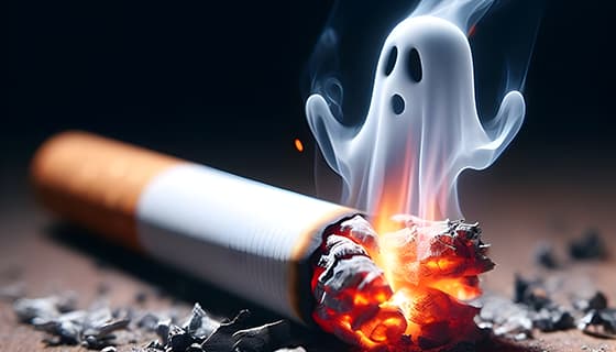香烟里飘出的幽灵设计戒烟禁毒图片素材(JPG)