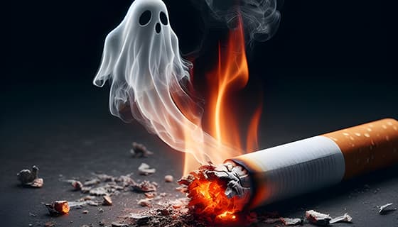 香烟里飘出的幽灵设计戒烟禁毒图片素材(JPG)