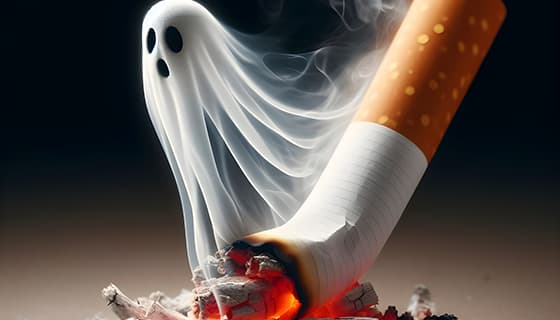 香烟里飘出的幽灵设计戒烟禁毒图片素材(JPG)