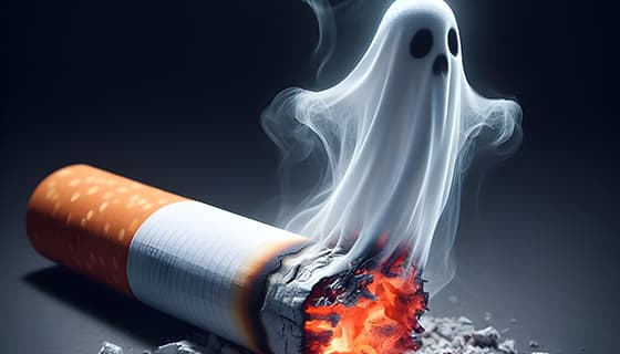 香烟里飘出的幽灵设计戒烟禁毒图片素材(JPG)