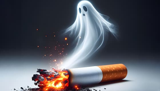 香烟里飘出的幽灵设计戒烟禁毒图片素材(JPG)