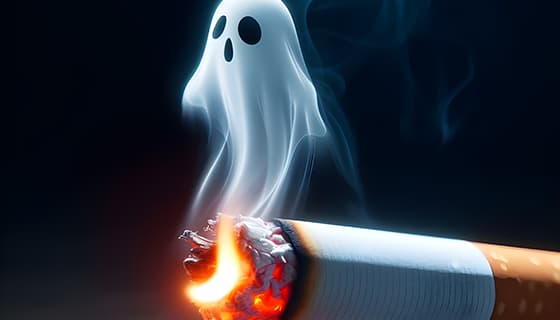 香烟里飘出的幽灵设计戒烟禁毒图片素材(JPG)