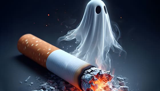 香烟里飘出的幽灵设计戒烟禁毒图片素材(JPG)