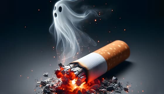 香烟里飘出的幽灵设计戒烟禁毒图片素材(JPG)