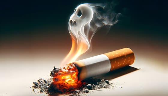 香烟里飘出的幽灵设计戒烟禁毒图片素材(JPG)